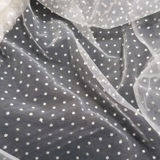 Ткань Сетка флок горох (айвори)